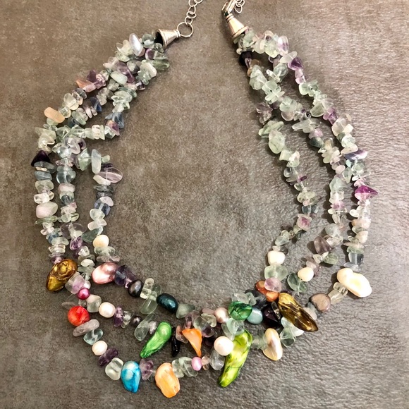 Vintage Jewelry - Women Jewelry Necklace Stone Choker Silver Pearl